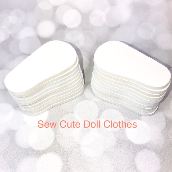 5mm Doll shoe soles to make shoes for 18 inch dolls such as American Girl in white.