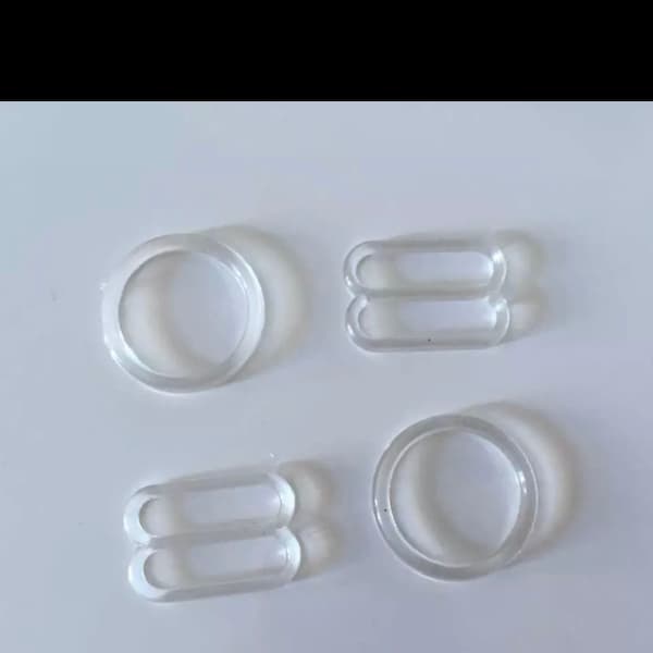 Clear plastic bra o-rings and sliders. 5/8ths inch or 15mm