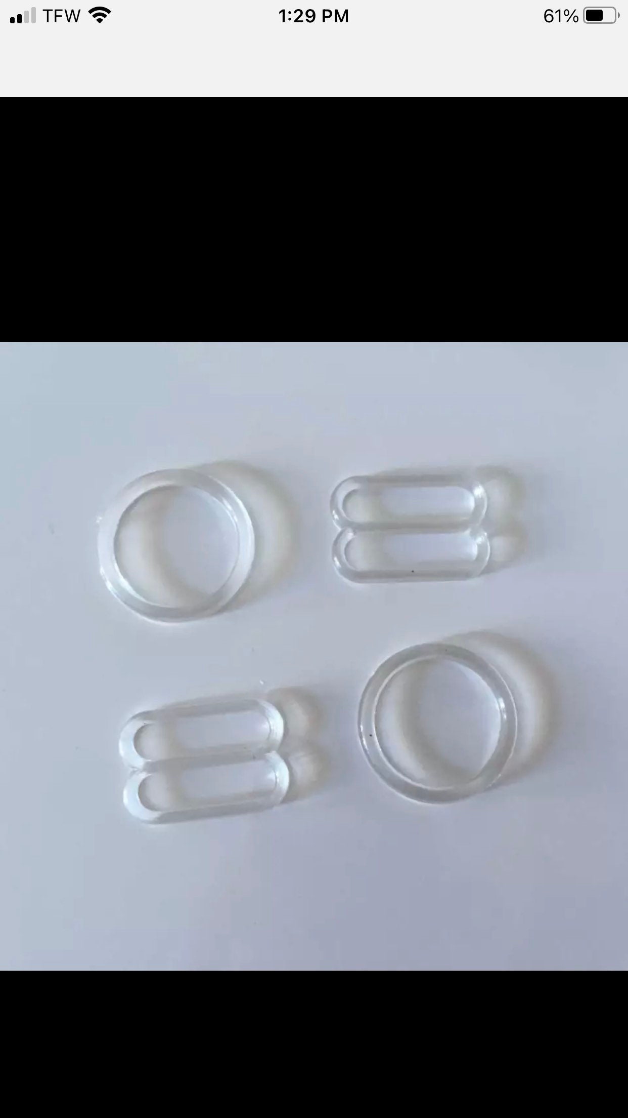 Clear Plastic Bra O-rings and Sliders. 5/8ths Inch or 15mm 