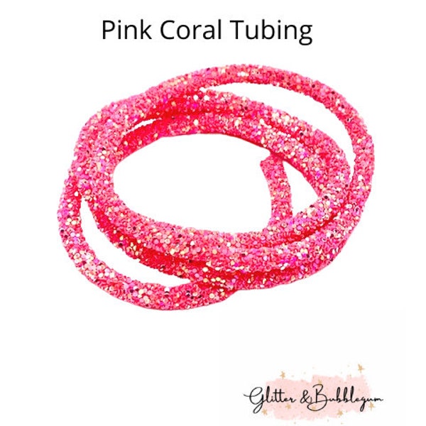 Chunky glitter tubing 6mm x 1 yard Pink Coral