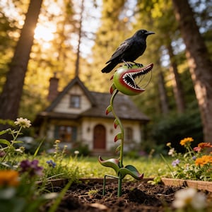 Metal Venus Flytrap Garden Stake Sculpture, Carnivorous Plant Yard Ornament