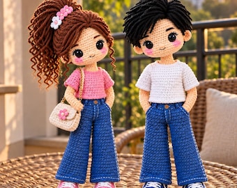 College Couple Crochet Pattern PDF | Boy Girl Dolls | DIY Matching Amigurumi Crochet Doll Tutorial
