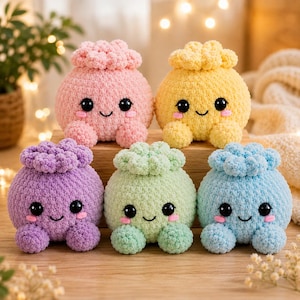 Dimple the Dumpling, Häkelanleitung, Amigurumi ohne Nähen, Plüsch-Dampfbrötchen, Kawaii-Dumpling-Spielzeug, digitale PDF-Anleitung