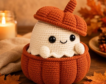 Cute Pumpkin Ghost Crochet Pattern PDF, Adorable Fall Amigurumi, Easy Halloween DIY Gift, Instant Digital Download
