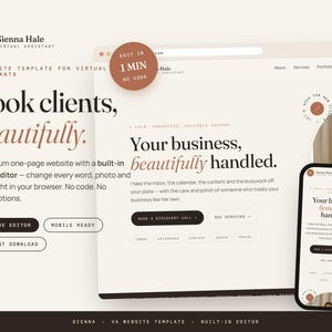 Modello di sito web per assistente virtuale, editor senza codice, sito a pagina singola (download immediato)