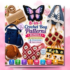 Crochet Hobo Bag Pattern Bundle PDF, Slouchy Tote Crochet Pattern, Beach Bag & Cotton Yarn Bag, Beginner Crochet Tutorial Download