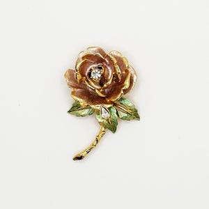 Broche comemorativo de rosas vintage de 1997, broche de rosas da princesa Diana da Inglaterra, assinado por R. J. Graziano com cartão comemorativo