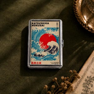 Hokusai large wave 2 Cigarette Case Wallet Business Card Holder