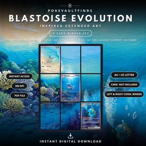 Blastoise Evolution 200/165 Inspired Extended Art | Pokemon 151 9 Pocket Binder Page | Pokemon Binder Display