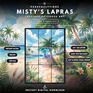 Misty’s Lapras 194/182 Extended Binder Art Display | Destined Rivals 9 Pocket Binder Page | Pokemon Binder Display