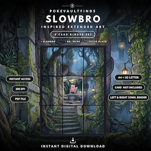 Slowbro 90/84 Extended Binder Art Display | Pitch Black 9 Pocket Binder Page | Pokemon Binder Display