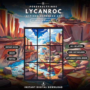 Lycanroc 166/159 Inspired Extended Binder Art | Journey Together 9 Pocket Binder Page | Pokemon Binder Display