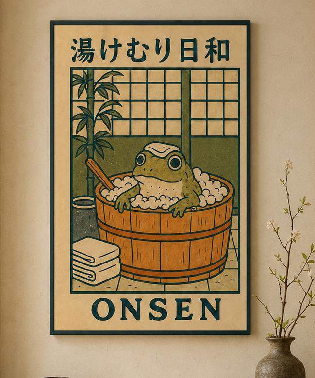 Onsen Frog Art - Etsy