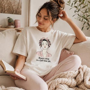 Beauty Sleep Shirt Damen, 100 % Baumwolle im Oversize-Schnitt | Self-Care-Shirt