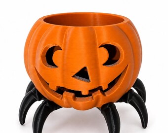 Pumpa spindel STL-fil, Halloween Jack O'Lantern skål, 3D-utskriftsfil, godisskål planter, kuslig höstdekor (digital nedladdning)