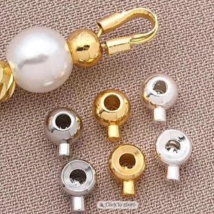 10pcs 18K Gold Plated Round Brass Crimp End Beads, DIY Jewelry Making Supplies