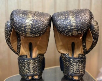 Premium Crocodile Leather Boxing Gloves, Crocodile Leather Fight Gloves, Muay Thai & MMA Training Gear, Unique Gift for Boxer
