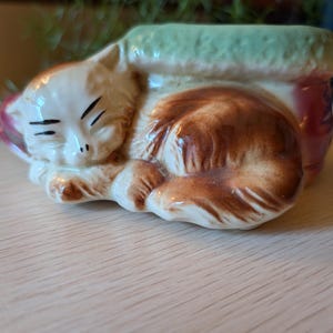 Vintage Shawnee Pottery Sleeping Cat with Shoe