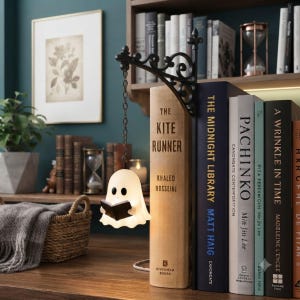 Book Nook Light, Bookshelf Lantern, Vintage Library Decor, Matte Black Steel Lamp, Ghost Nook Lamp
