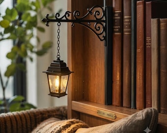 Regalo accogliente per la biblioteca, lanterna da scaffale, decorazione vintage per la biblioteca, mini lampada a LED da scaffale, ornamento per angolo lettura, decorazione per scaffale per amanti dei libri