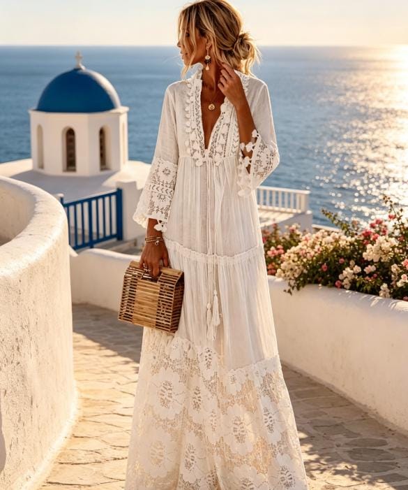 White Flowy Beach Dress