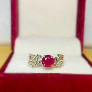 Natural Ruby Ring 925 Sterling Silver, 7mm Ruby Gemstone Ring, 1.50 Carat Red Ruby Ring, Statement Ring, Gift for Her, July Birthstone