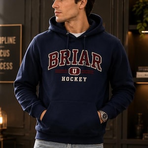 Briar Hockey Hoodie, Vintage College Hoodie, Varsity Graphic Hoodie, Unisex Pullover Hoodie, Retro Universiteit Sweatshirt Cadeau