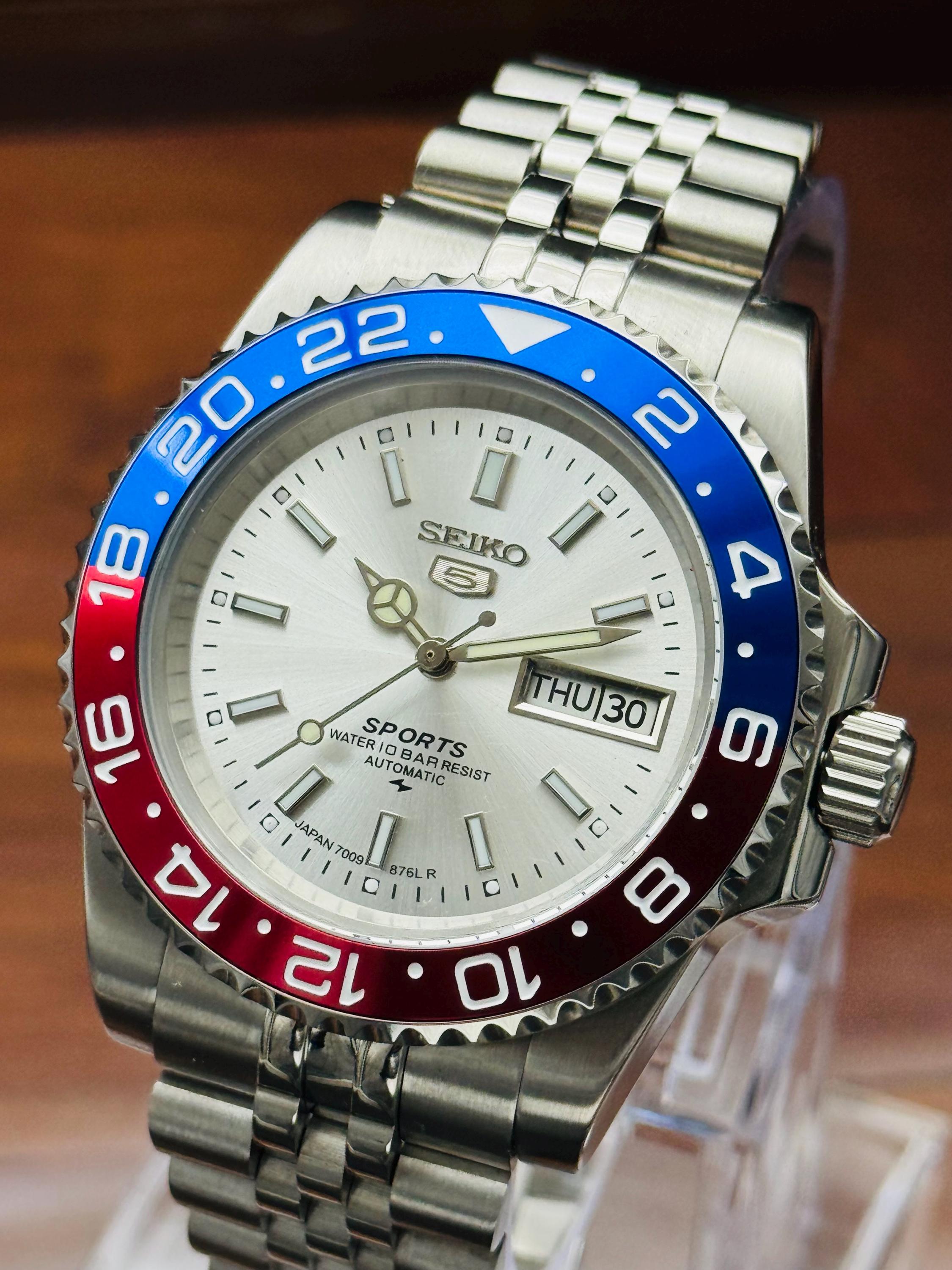 自動巻き GMT ペプシベゼル 腕時計 MOD Seiko pepsi mod gmt - Etsy 日本