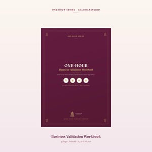 Entreprenuership Business Validation Workbook | One-Hour Entrepreneurship Startup Idea Validation Guide