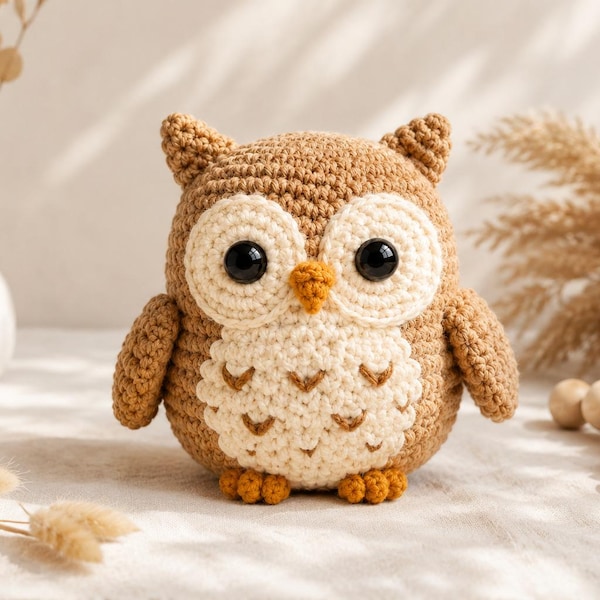 Crochet Owl Amigurumi Pattern PDF, Woodland Animal Toy Tutorial (Digital Download)