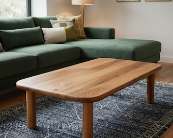 Handgefertigter Couchtisch aus massivem Walnussholz, Mid-Century Modern, minimalistischer Wohnzimmertisch