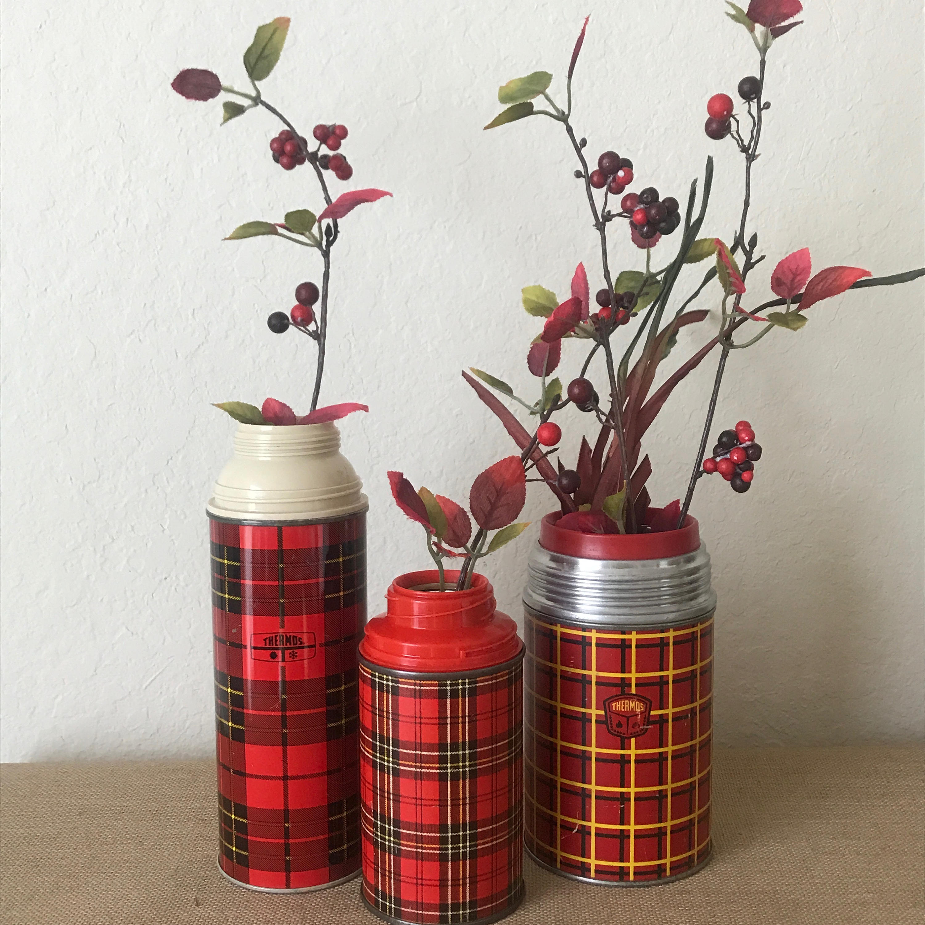 vintage plaid thermos