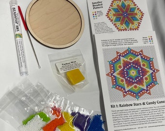 Huichol Ornament Kit 1 DIY Everything you need! Huichol Tutorial, beading awl, 2 patterns, laser cut ornament, beads, Tackee Wax!