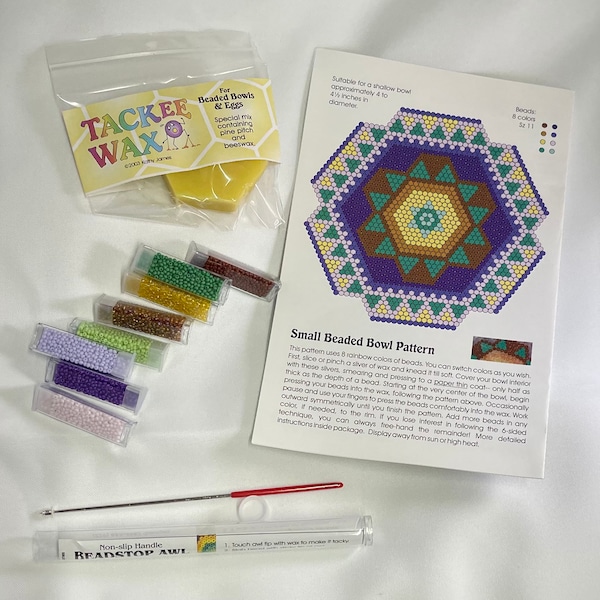 Huichol Starter Kit B For Beaded Gourds, Bowls, or Eggs. Works on skulls, figurines and canvas. Great DIY kit.