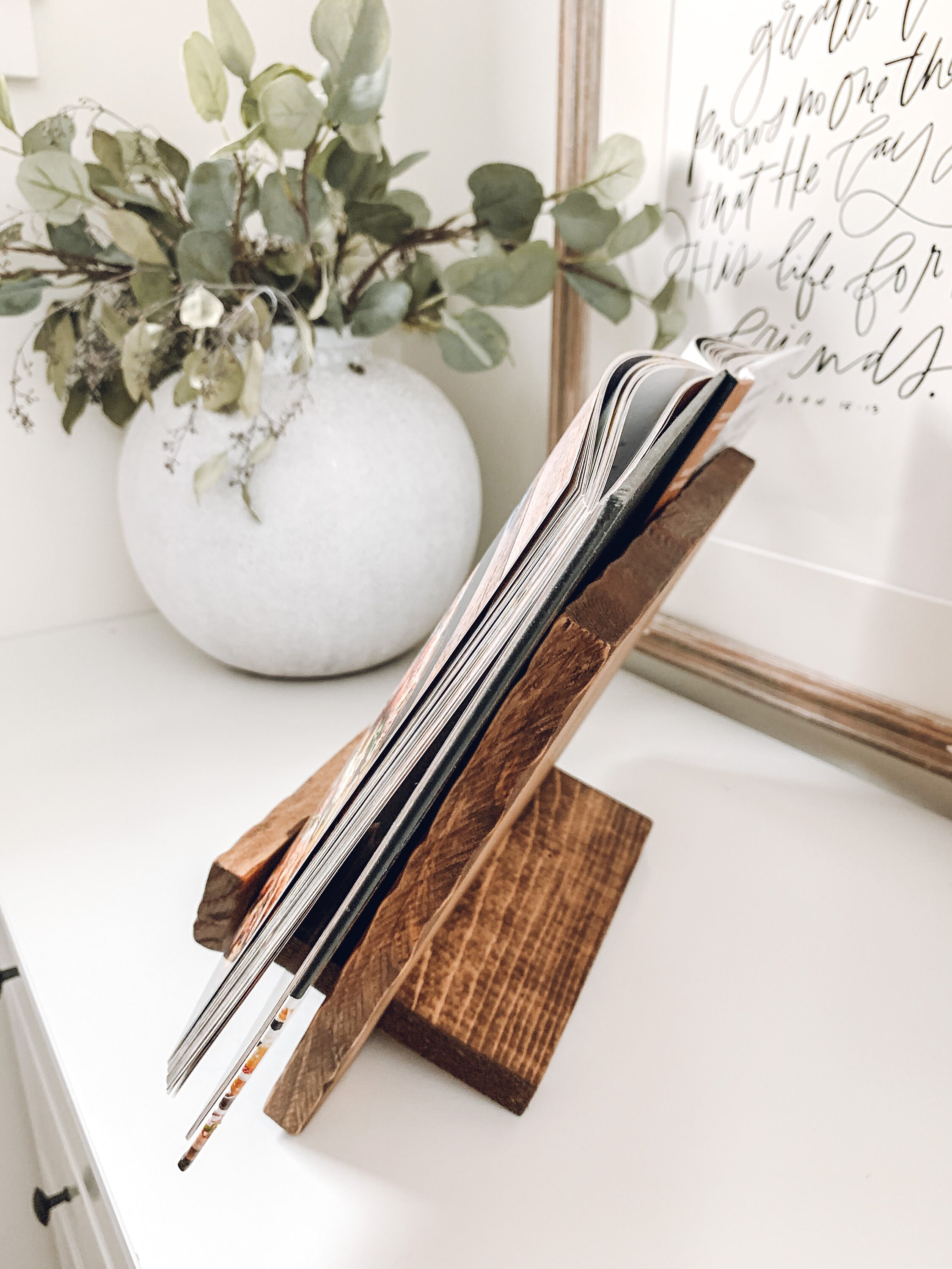 Aged Oak Adjustable Wooden Cookbook Stand Recipe stand Etsy