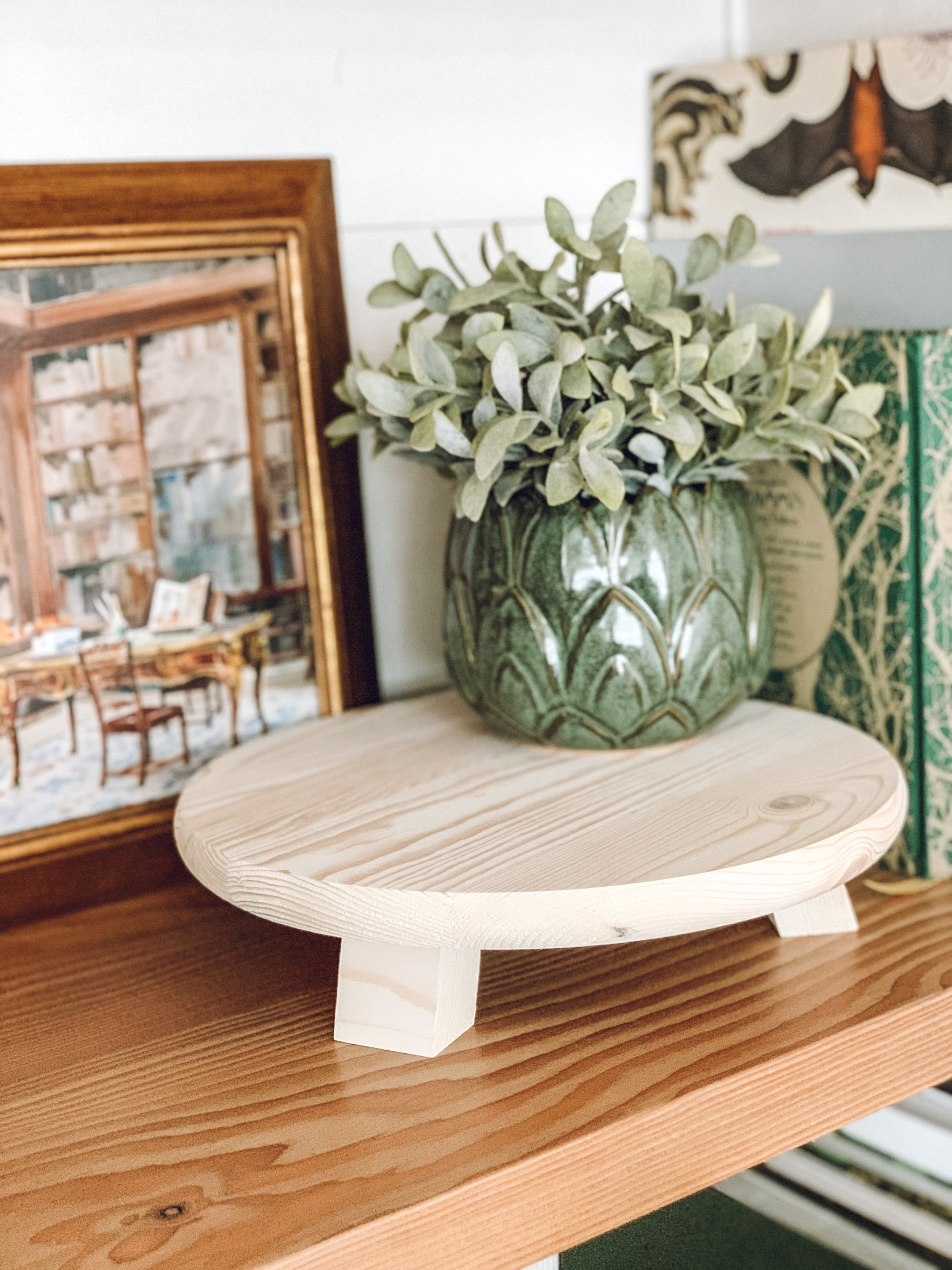 Round Wooden Riser Decor Stand Round Pedestal Stand Etsy