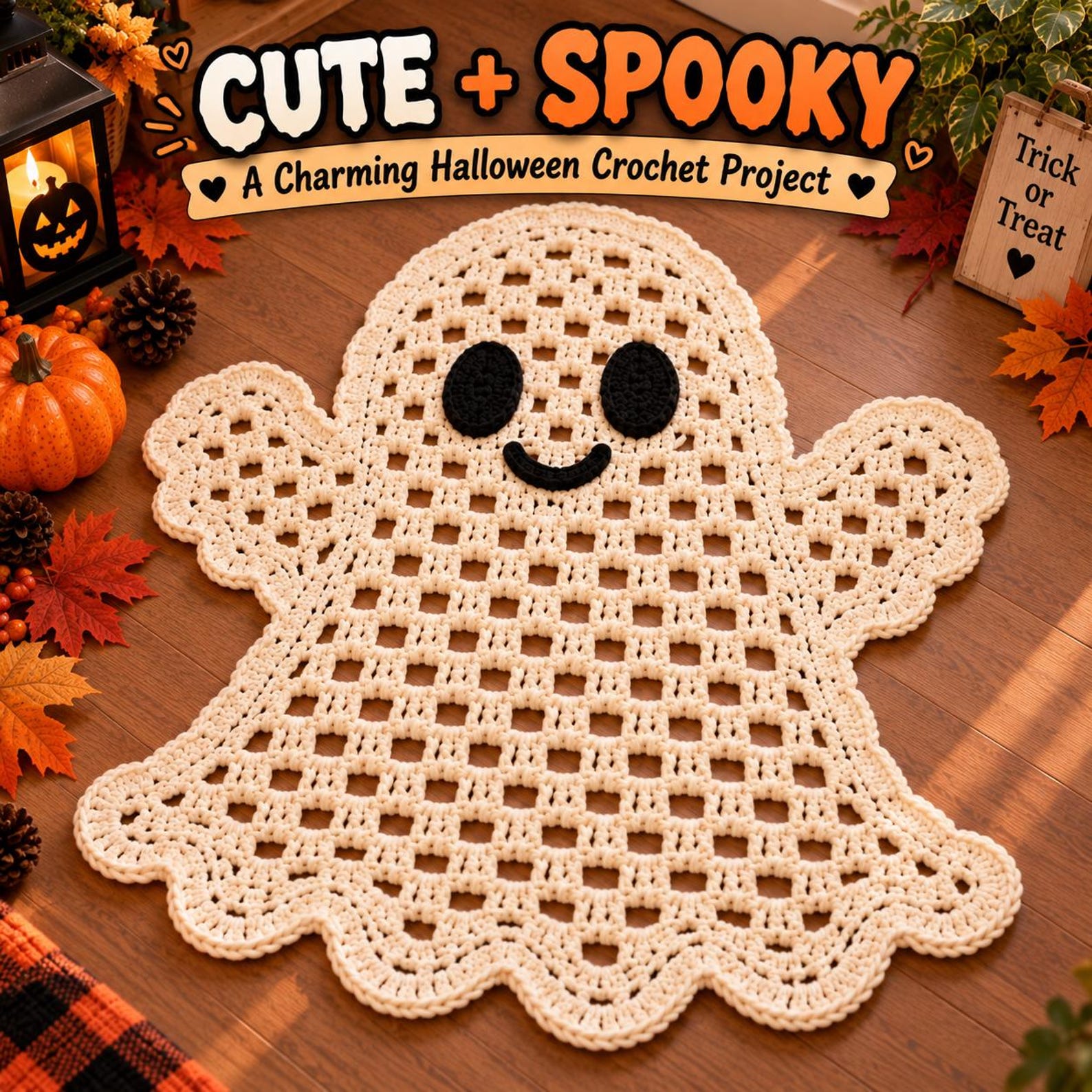 Ghost Rugs Halloween Ghost Rug Crochet Pattern, Spooky Ghost Floor Mat PDF ...