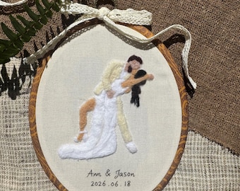 Custom Needle Felted Portrait Hoop, Hand Embroidered Pet Art (7.5x6 inches)
