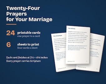 Printable Prayer Cards for Marriage | 24 Scripture Prayer Cards for Husband and Wife | Christian Couples Prayer Deck PDF