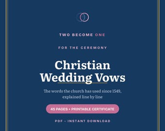 Christian Wedding Vows Printable | Traditional Bible Based Vows for Bride and Groom | Vow Book Template PDF Download