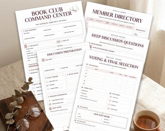 Book Club Management System, Reading Group Organizer, Printable Discussion Prep (28 Pages)