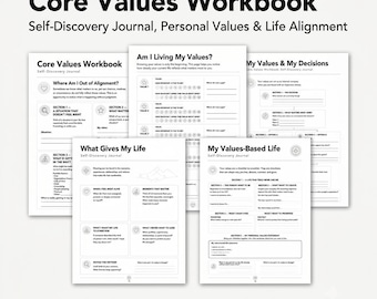 Core Values Workbook, Self-Discovery Journal, Personal Values Planner, Life Alignment Printable PDF