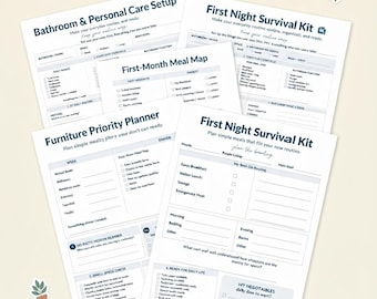 First Apartment Planner, Move-In Checklist, Budget Tracker ,Home Essentials List