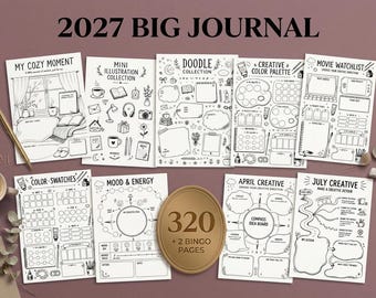 2027 Big Journal Bundle - Planner with Habit, Mood, Reading Trackers - A4 Printable PDF