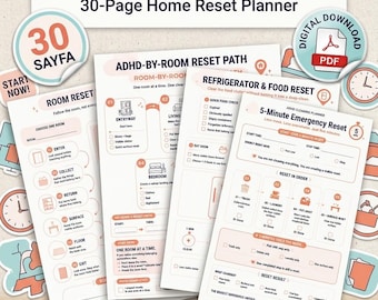 ADHD Cleaning Planner, Home Reset Checklist, Low Energy Housework Guide, Neurodivergent Organization