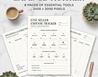 Etsy Seller Expense Tracker, Monthly Financial Snapshot Log, Small Business Income and Profit