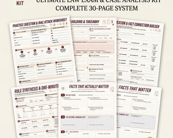 Law School IRAC Case Brief Prep Workbook | Legal Analysis Study Planner (PDF Download)