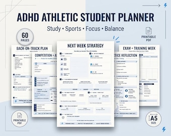 ADHD Athletic Student Weekly Planner - Printable Goal Tracker for Study & Sports
