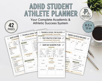 ADHD-Friendly Student Athlete Planner for Academic Focus, Training, Time Management, and Goal Tracking