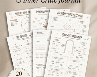 ACT Self-Criticism Inner Critic Journal, Overthinking Workbook (20-Page PDF)